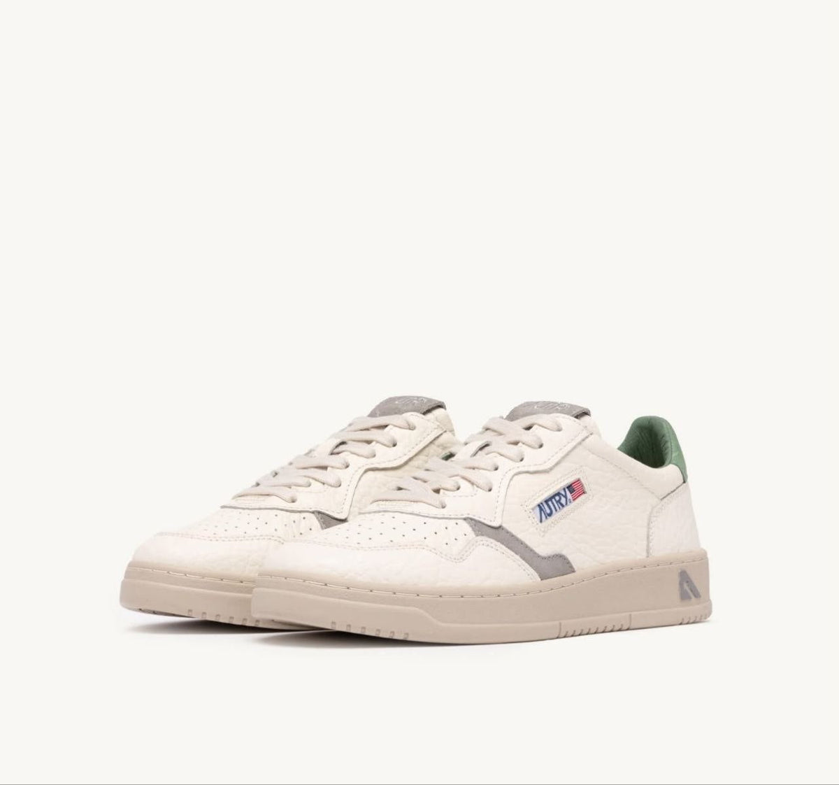 AUTRY SNEAKERS SNEAKERS MEDALIST LOW IN PELLE FEATHER GRAY E DARK SEA